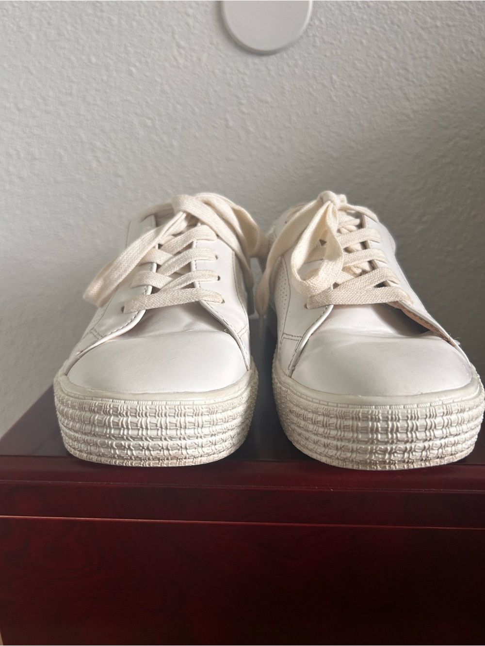 Steve Madden Cream Platform Lace-Up Sneakers